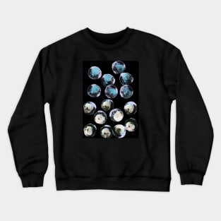 Simple abstract background with bubbles, confetti. Blue, rainbow watercolor dots (circles) on black. Perfect for greeting card, postcard, poster, logo, textile, fabric, packaging, wrapping paper. Crewneck Sweatshirt